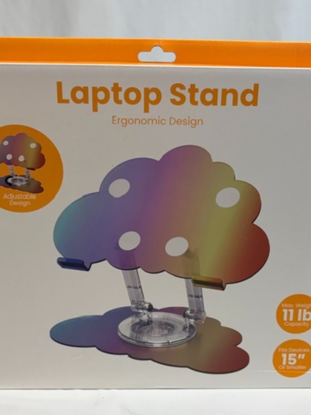 Iridescent Acrylic Laptop Stand 360 Rotating Cloud Desk Ergonomic Adjustable Ris